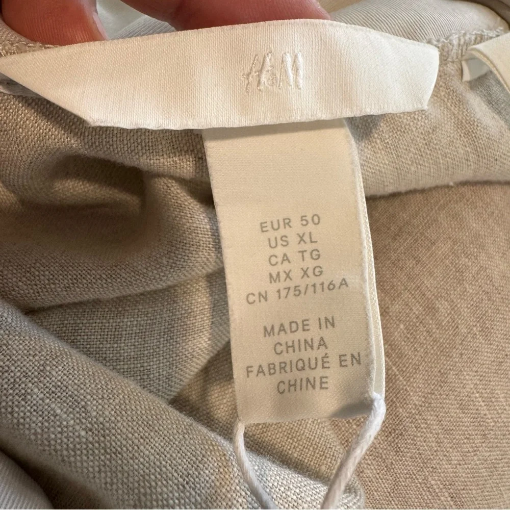 H&M Linen Jumpsuit Beach Resortwear Wide Leg Minimalist XL